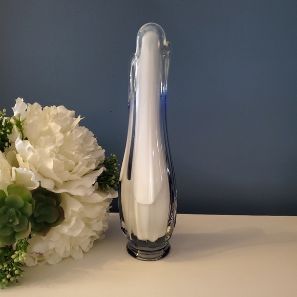 Vintage Art Glass Bud Vase five finger Blue and White Murano Style - Picture 5 of 5